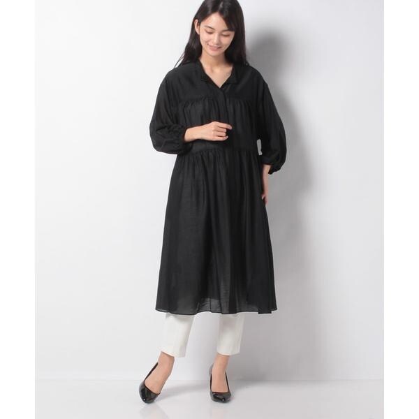 新品【Leilian レリアン】ほんのりシアーなスリーブ ワンピース 黒 9 新品【Leilian レリアン】ほんのりシアーなスリーブ ワンピース