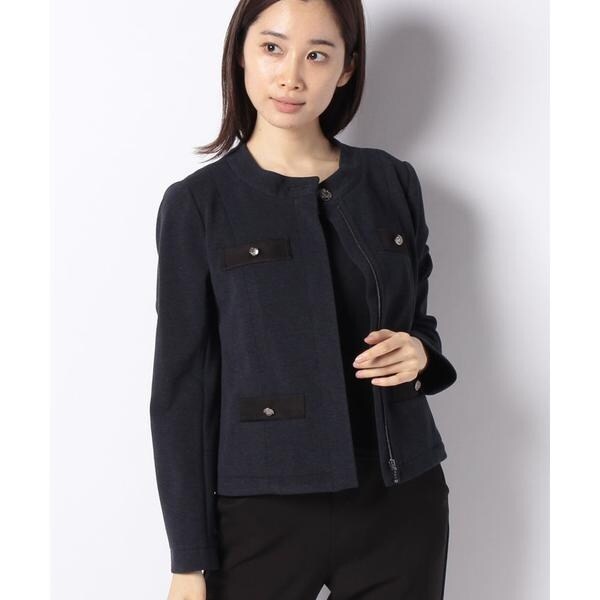 近年　レリアン　比翼ノーカラージャケット　ベージュ　スリット　ウール 比翼ノーカラージャケット【my perfect wardrobe】|レリアン