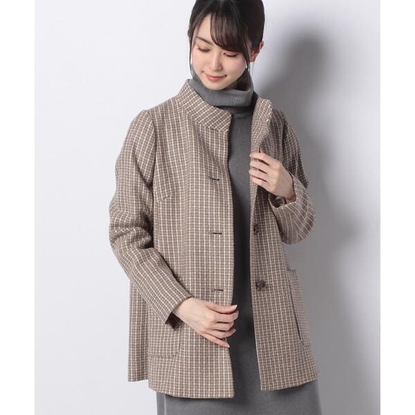 Leilian レリアン　チェック柄コート　13号　AGNONA上質な服地 Leilian レリアンチェック柄コート13号AGNONA上質な服地