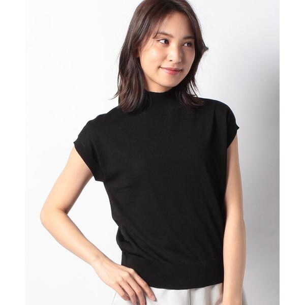 Ronherman ベアリブフレンチスリーブトップ ブラック XS フレンチスリーブハイネックトップス | レリアン(Leilian) | マルイ