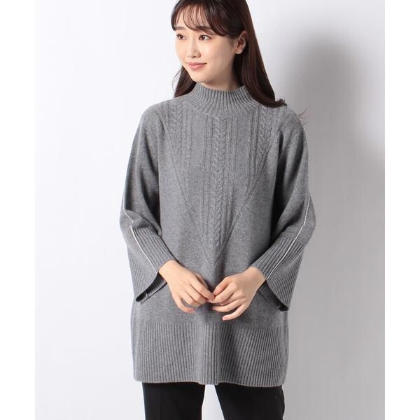 FASHION SUITE】V字切り替えハイネックニットプルオーバー | レリアン