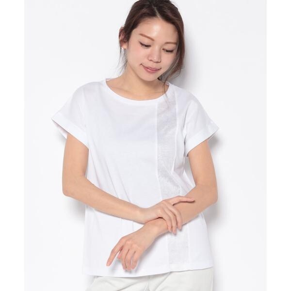 Leilian / レリアン 配色ラインＴ【HAND】 レリアン Leilian 配色切替Tシャツ【HAND】 （オレンジ系