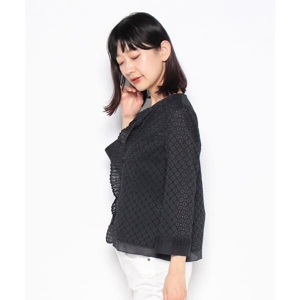 洗えるコットンレースジャケット【Leilian WHITE LABEL