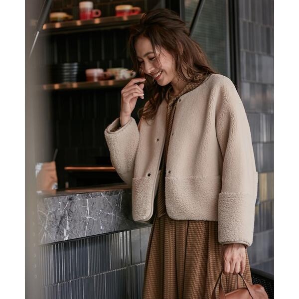 ノーカラーボアジャケット【Leilian The Week】 | レリアン(Leilian