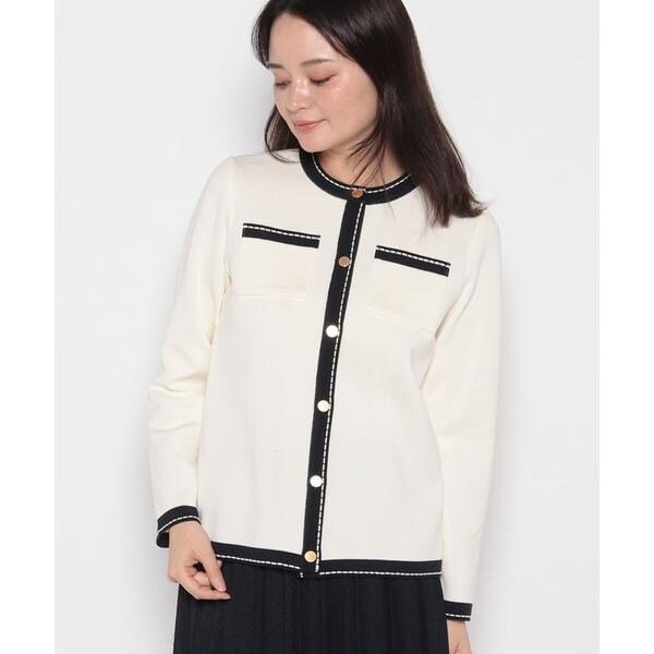 ルルウィルビー 配色 カーディガン 金ボタン バイカラー 大人 モード