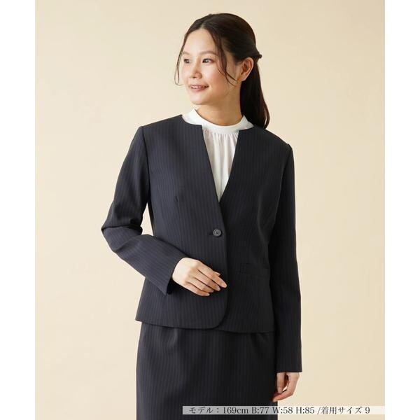 Leilian レリアン 紺×白ストライプ セットアップ 13+ 美品