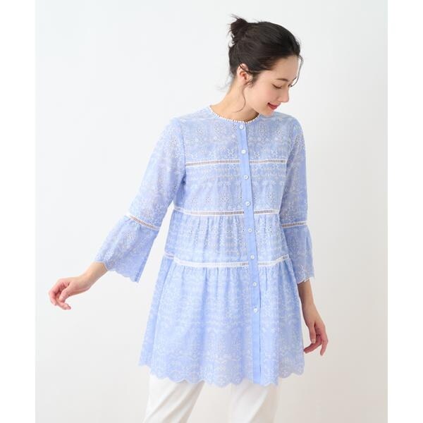 新品【定価82,500円】レリアン レース刺繍チュニックブラウス13+