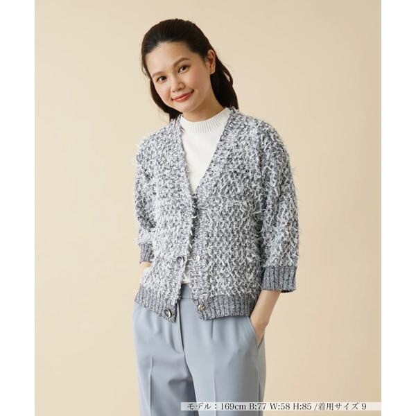【新品】定価58,300円　レリアン　ミックスニットカーディガン　グレー　13＋ ミックスニットカーディガン | レリアン(Leilian) | マルイウェブチャネル