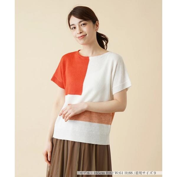 カラーブロッククルーネックニット【HAND】 | レリアン(Leilian