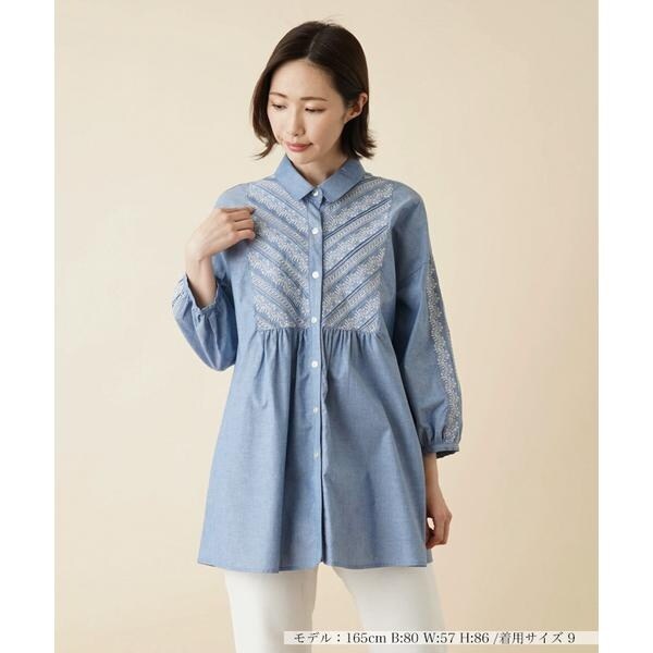 フロント刺繍ブラウス【Leilian WHITE LABEL】 11号 フロント刺繍ブラウス【Leilian WHITE LABEL】 11号