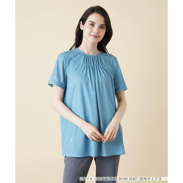 新品タグ付きレリアン　ROCHAS サラッと涼しい半袖チュニックカットソー 新品タグ付きレリアンROCHAS サラッと涼しい半袖チュニックカットソー