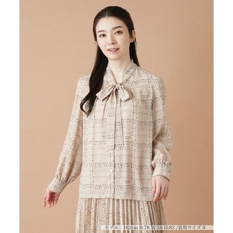 チェックボウタイブラウス【ROCHAS Premiere】 | レリアン(Leilian 