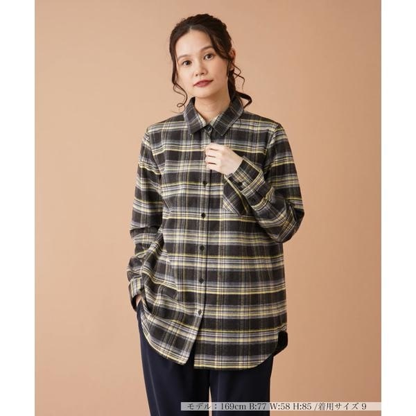 チェック柄長袖シャツ【Leilian WHITE LABEL】【SOMELOS