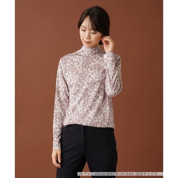 1PJ9004A21417 レオパードハイネック長袖カットソー L 極美品