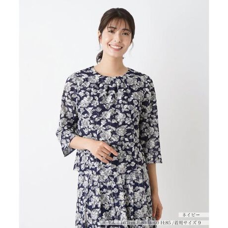 フラワーレース柄7分袖ブラウス【Leilian WHITE LABEL】 | レリアン 