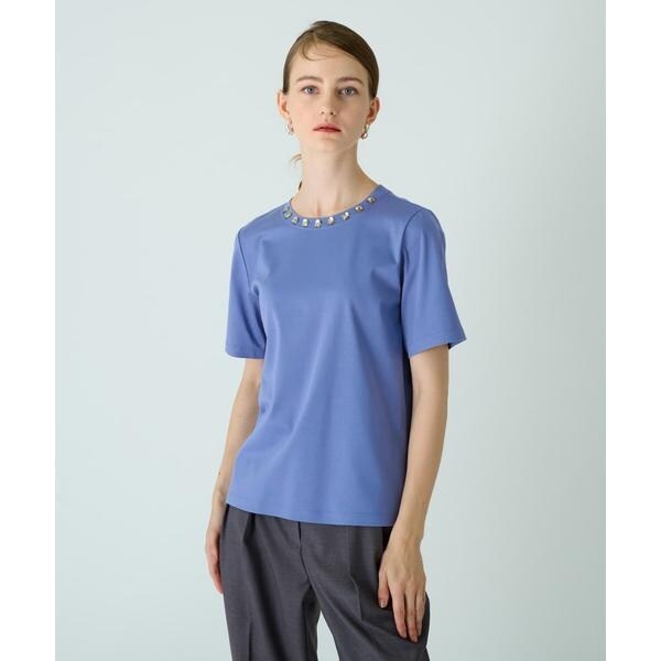 カットソー【Leilian WHITE LABEL】 （ネックビジュー半袖