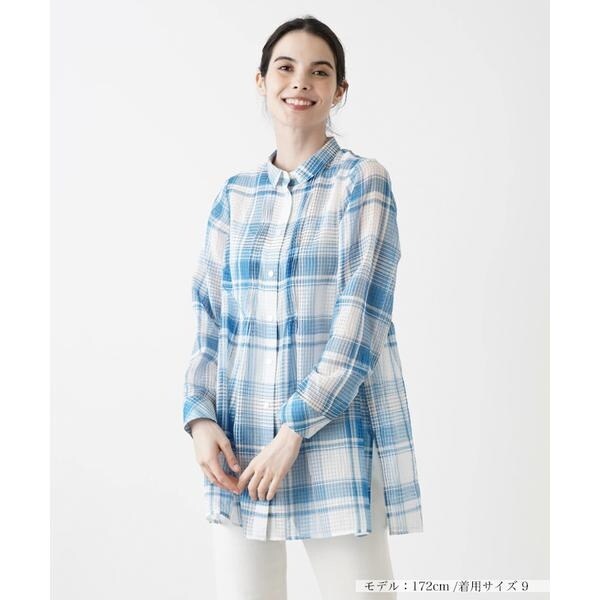 チェック柄ロングブラウス【Leilian WHITE LABEL】【SARTI