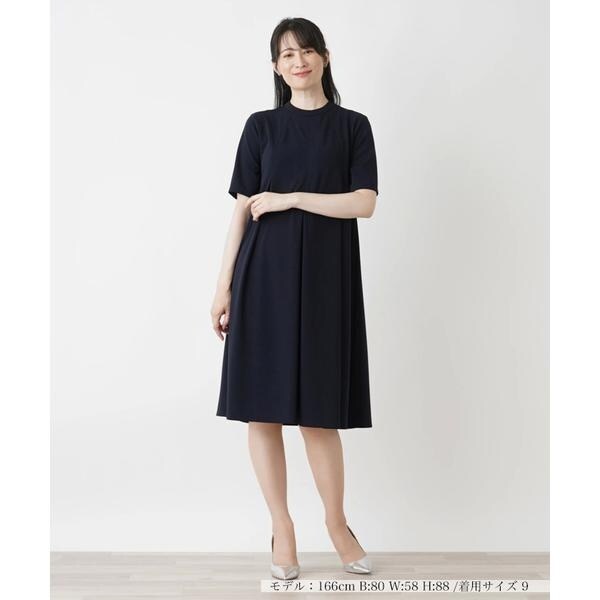 Leilian レリアンホワイトレーベル ドルマンウールワンピース プリント