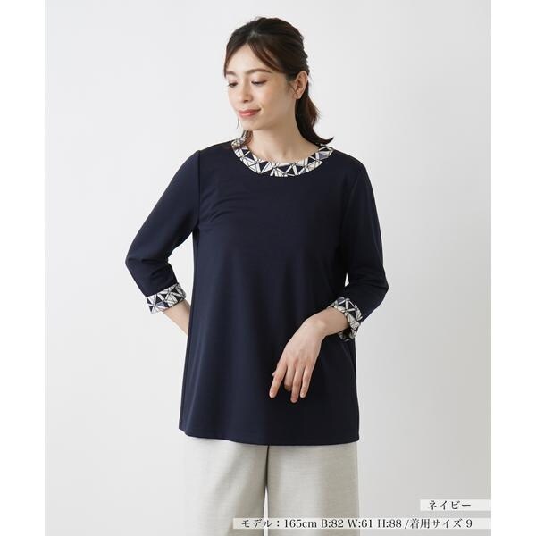Leilian / レリアン プリントタックカットソー【Leilian WHITE LABEL】 プリントタックカットソー【Leilian WHITE LABEL】|レリアン