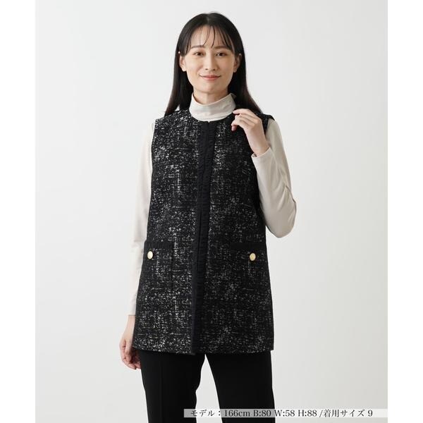 ROCHAS ロシャス レリアン ツイード ニットドッキングワンピース 切替