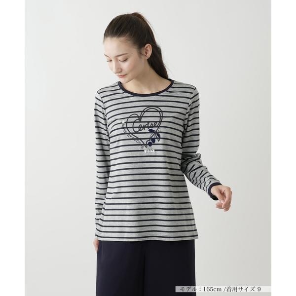 Leilian PLUS HOUSE / レリアンプラスハウス ハート×ボーダークルーネックカットソー【MUSE BY ROCHAS Premiere】 シャツブラウス|レリアン プラスハウス | レリアン公式