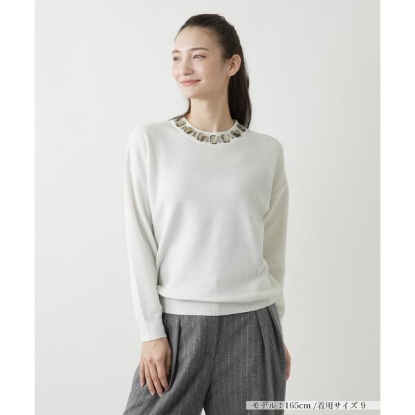 ビジューネックラメニット【THE NEW】【Leilian WHITE LABEL
