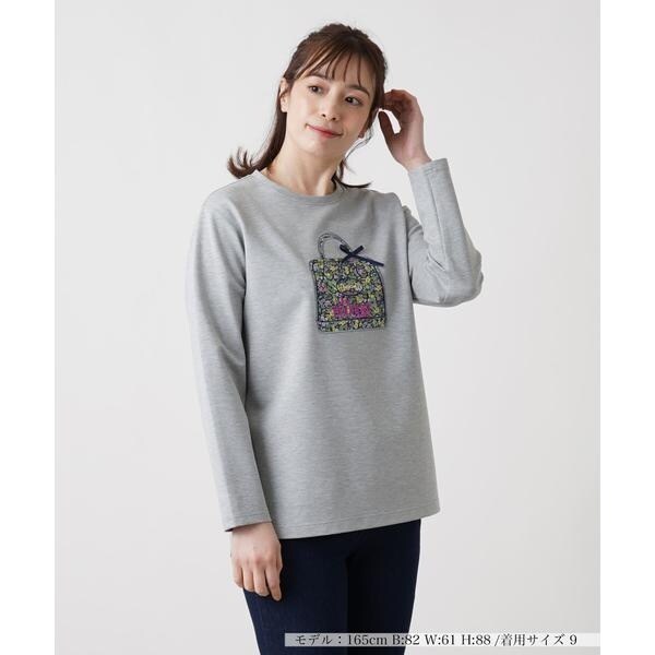 Leilian レリアンドットリボンプリントTシャツカットソー