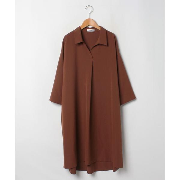 Leilianレリアン　スキッパーネックワンピース　13＋ Leilianレリアン スキッパーネックワンピース 13＋ プリントV