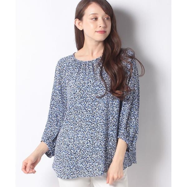 Leilian / レリアン ドット柄ブラウス leilian Leilian レリアン ドット柄 プリーツトップス フワリ袖 セール