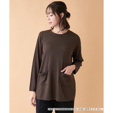 Leilian レリアン (大きいサイズ) 17+ 花柄 七分袖 チュニック Leilian 