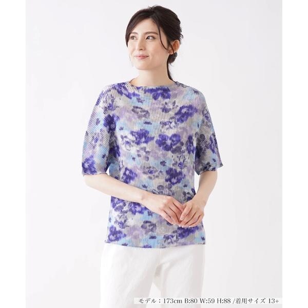 フラワー柄プリーツブラウス【Leilian WHITE LABEL】 | レリアン