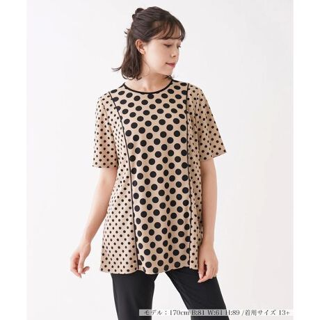 ドット切替5分袖ブラウス【Leilian WHITE LABEL】 | レリアン プラス 
