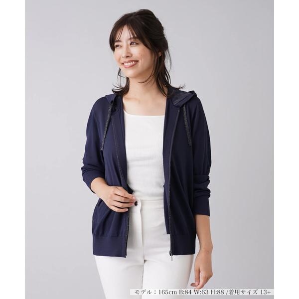 Leilian PLUS HOUSE / レリアンプラスハウス 【店舗人気】ラメジップパーカ【Leilian WHITE LABEL】 店舗人気】ラメジップパーカ【Leilian WHITE