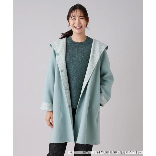 美品】Leilian レリアン ウール コットン コート 刺繍ボタン