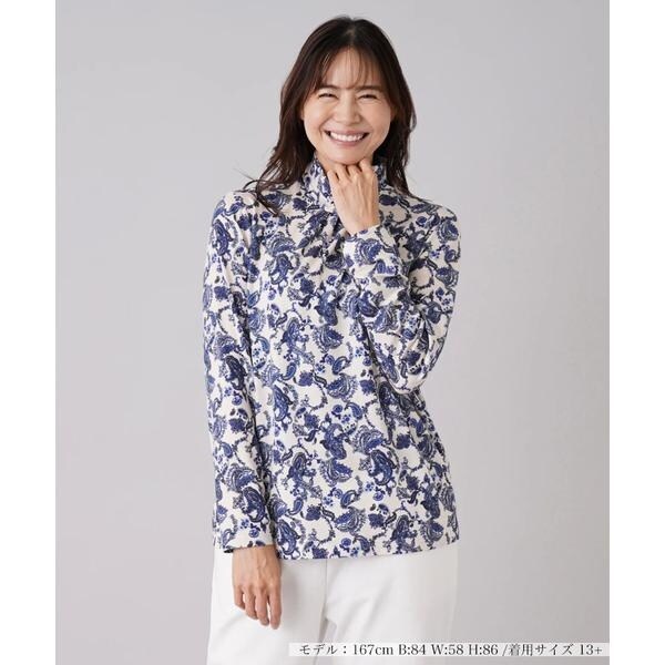 ペイズリー柄ハイネックカットソー【Leilian WHITE LABEL】 | レリアン