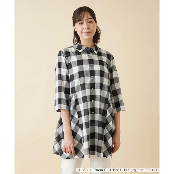 店頭人気】洗えるチェック柄七分袖ブラウス【プラス企画】 | レリアン 