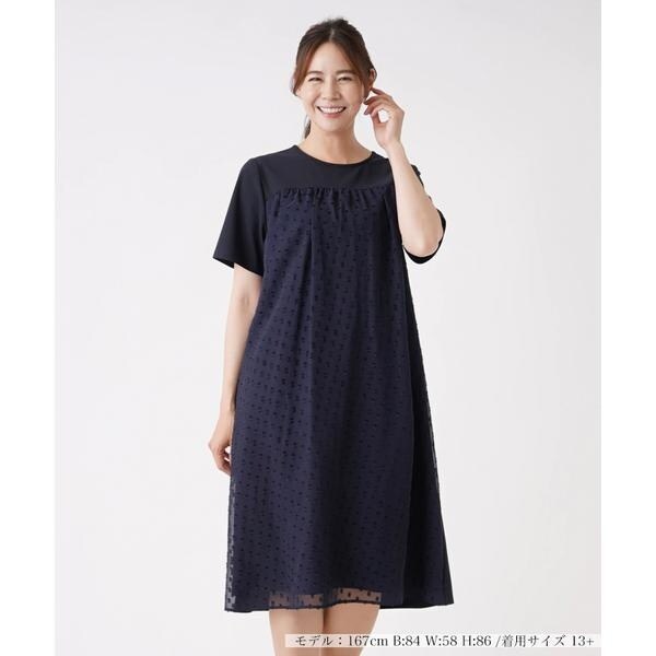 シフォン切替ワンピース【Leilian WHITE LABEL】 | レリアン プラス