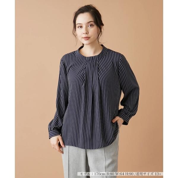 Leilian 洗えるドット×ストライプチュニック丈カットソー 17＋ Leilian 洗えるドット×ストライプチュニック丈カットソー 17＋