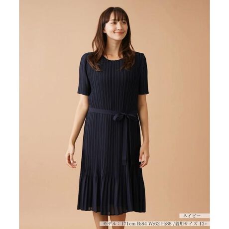 プリーツ半袖ワンピース【Leilian WHITE LABEL】 | レリアン プラス 