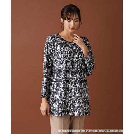 店舗人気】プリントチュニックブラウス【Leilian WHITE LABEL 