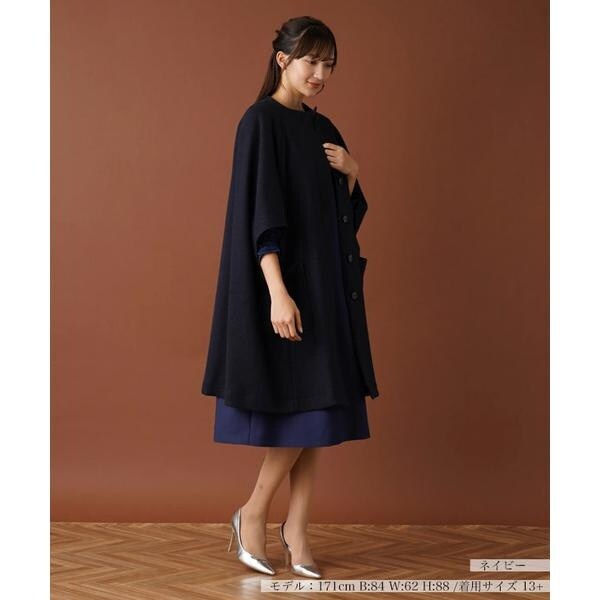 マント風ノーカラーコート | レリアン プラスハウス(Leilian PLUS