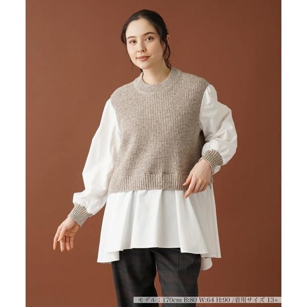 レリアン　タグ付未使用に近い　ネミカ　異素材ふんわり袖のカットソー　ブラック レリアン タグ付未使用に近い ネミカ 異素材ふんわり袖の