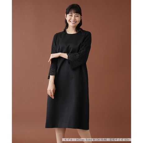 レーススリーブ切替ワンピ－ス【Leilian WHITE LABEL】 | レリアン  