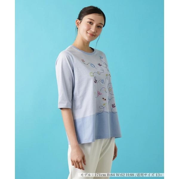 Leilian PLUS HOUSE / レリアンプラスハウス 【店舗人気】刺繍プリントTシャツ【プラス企画】 刺繍Tシャツ【Leilian WHITE LABEL