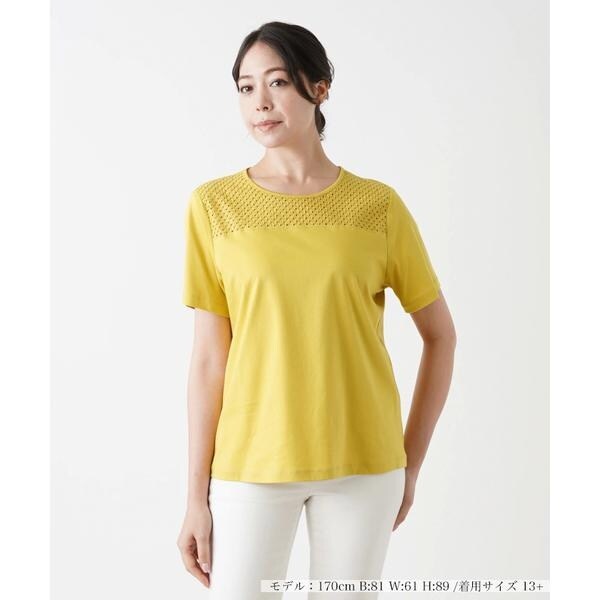 Leilian / レリアン 刺繍フレンチスリーブカットソー【Leilian WHITE LABEL】 刺繍フレンチスリーブカットソー【Leilian WHITE LABEL