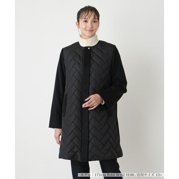 キルティング切替ノーカラーコート【Leilian WHITE LABEL】 | レリアン