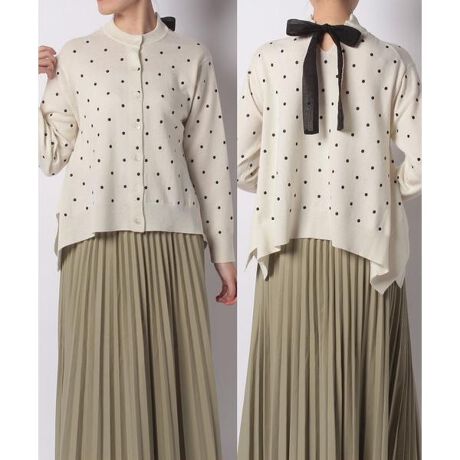 Sono】バックリボンドット柄ハイネックカ－ディガン | アンレクレ(en  