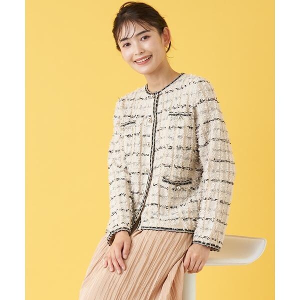 TORRAZZO DONNA ホワイト 長袖 ツイードニットカーディガン TORRAZZO DONNA】ファンシーツイードニット | アンレクレ(en