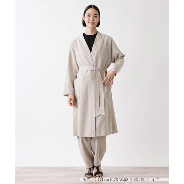 NEMIKA ベージュロングコート ウエストリボン付き
