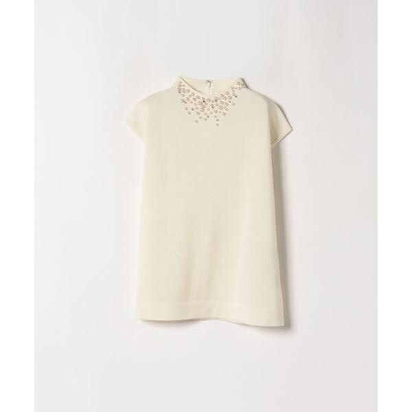 LANVIN COLLECTIONランバンコレクションパールニットプルオーバー白 LANVIN COLLECTIONランバンコレクションパールニットプルオーバー白